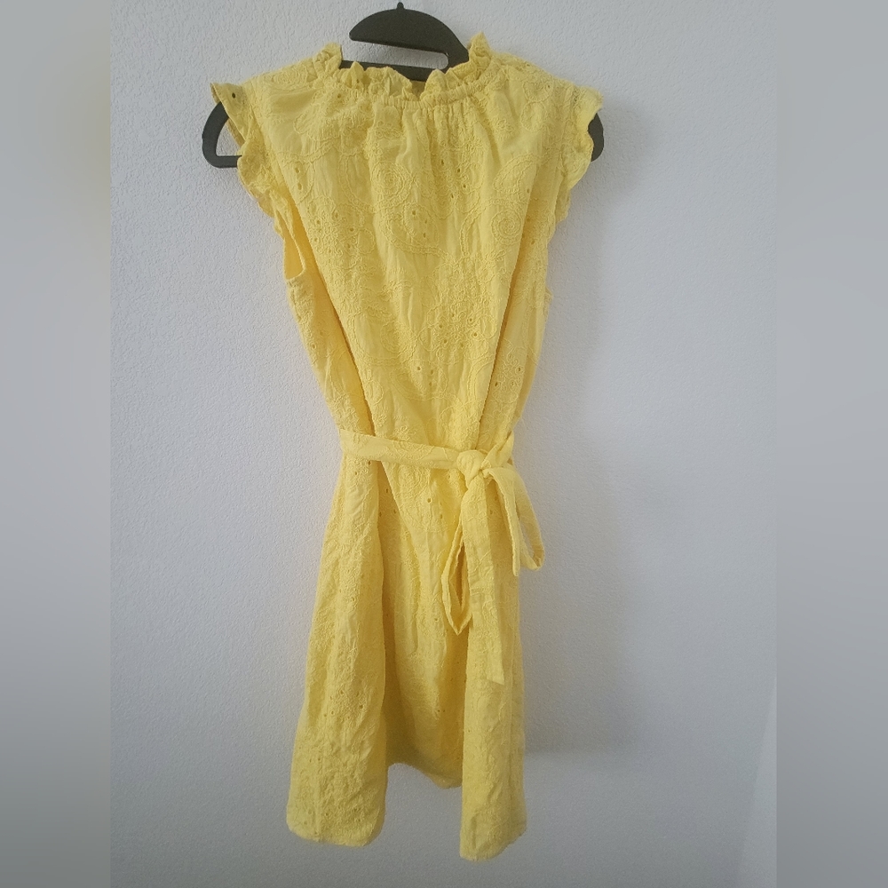 Womens yellow eyelet dress
